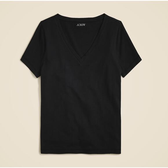 J.Crew Vintage Jersey Classic Fit V-Neck Tee WMNS S Black Short Sleeve Pullover - Picture 3 of 8